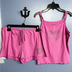 Juicy Couture 2 Piece Sleep Set Pink w/Rhinestone Accents Size L